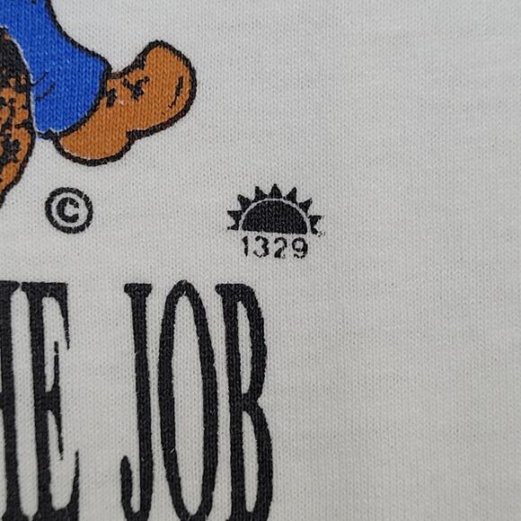 Vintage 90s Funny Deer Hunting Shirt Large 22x26 Crop USA - Picture 10 of 14